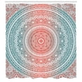 thumbnail image 3 of Ambesonne Teal and Coral Shower Curtain, Ombre Effect Mandala, 69"Wx75"L, Teal Coral, 3 of 3