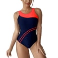 thumbnail image 1 of Traje de baño de una pieza sin espalda deportivo bloque de color Negro M Ticfox, 1 of 8