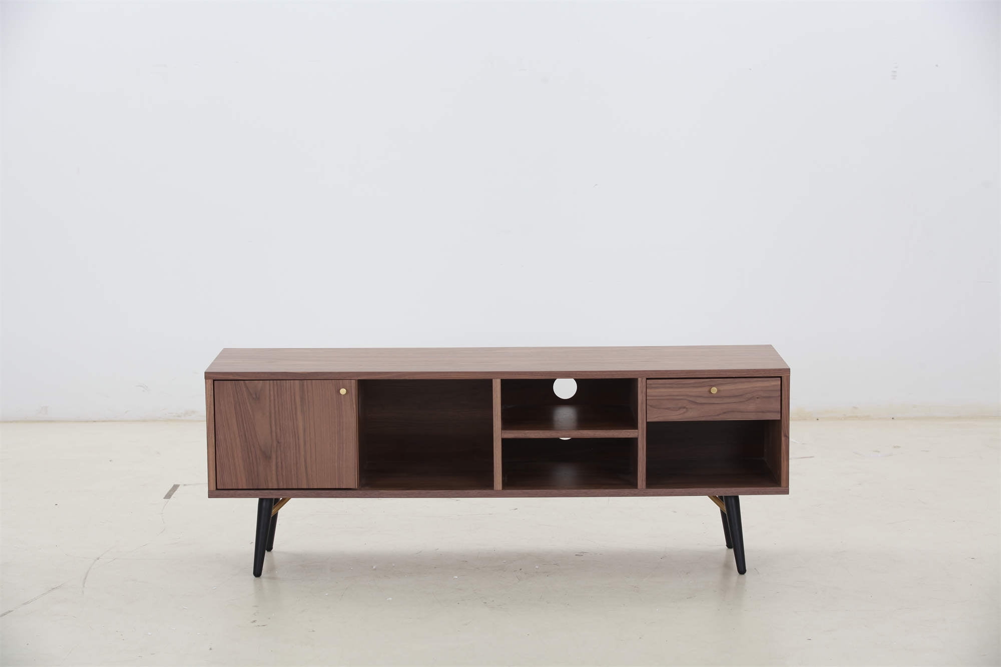Modern Low Profile Media Console TV Stand, Wood TV Console Media