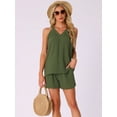 thumbnail image 2 of DARING DIVA 2 Pieces Lounge Set Pajama Halter V Neck Cami Shorts Outfit L Green, 2 of 6