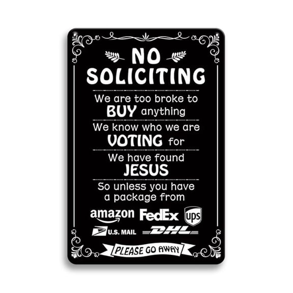 No Soliciting Sign, Funny Metal Sign, Decorative Sign for House, Wall Art for Home Living Room Bedroom Office