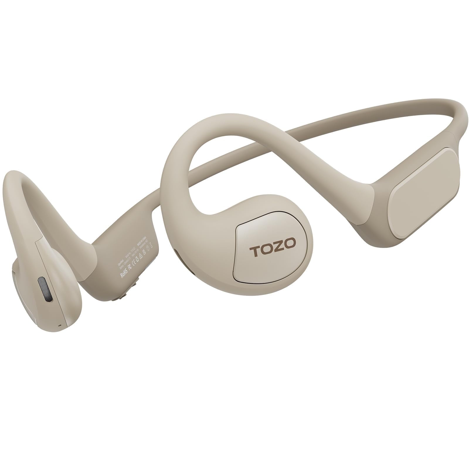 TOZO Upgraded Open-Ear Headphones Bluetooth 5.3, Air Conduction Wireless Sport Headphones with 2 ENC Mics, 32 EQ Modes via App, IPX8 Waterproof, Stereo Bass, Fast Charging for Cycling Travel Workout