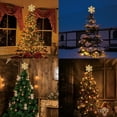 thumbnail image 5 of 8.25" 10L Lighted Gold Snowflake Tree Topper，Glittering Snowflake Christmas Tree Topper, Warm White, 5 of 6
