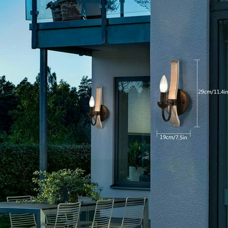 

Oukaning Wall Lights Wooden for Garden Farmhouse Hallway Decors Vintage Industrial Brown