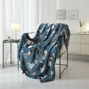 Mainstays Cozy Plush Throw Blanket, Blue Dog Print, 50 x 60 in