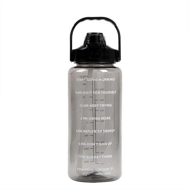 Botella de agua deportiva de 2 litros con pajita para hombre y mujer, botellas de agua para Fitness, botella de agua fría para exteriores con marcador de tiempo, Drinkware1