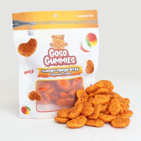 Goso Gummies Chamoy Mango Bites Candy – 6oz Spicy Sweet & Tangy Gummy Candy, Chewy Mango Fruit Snack with Chamoy & Chili, Mexican Candy Style Treat, Resealable Bag