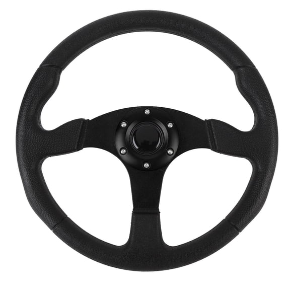 Elowen Racing Steering Wheel 14in Racing Steering Wheel, PU Leather Universal Racing Steering Wheel for 6 Holes Hub Adapter Black