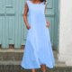 thumbnail image 2 of Faldas Largas de Mujer Casual Cuello Redondo sin Mangas Bolsillo Vestido Multicolor, Falda Larga de Cuatro Lados, Playa de Verano Y Desgaste de Casa, 2 of 6