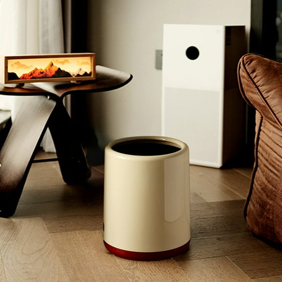 AuroraX Round Bedroom Trash Can White Large 3.4 Gallon Double-Layer Wastebasket Stylish Minimalist Plastic Trash Bin for Office Livingroom