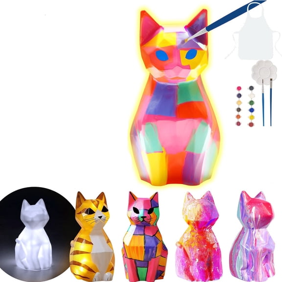 Goowood DIY Cat Painting Kit Arts and Crafts for Kids Ages 8 to 12 Craft Kits Art Supplies Painting Kits for Kids 3D Cat Night Light