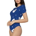 thumbnail image 2 of Daiia Moon Lamb print Women's Crew Neck Short Sleeve Bodysuit Fashion Tops Fit Casual Basic Extender Bodysuit-XX-Large, 2 of 9