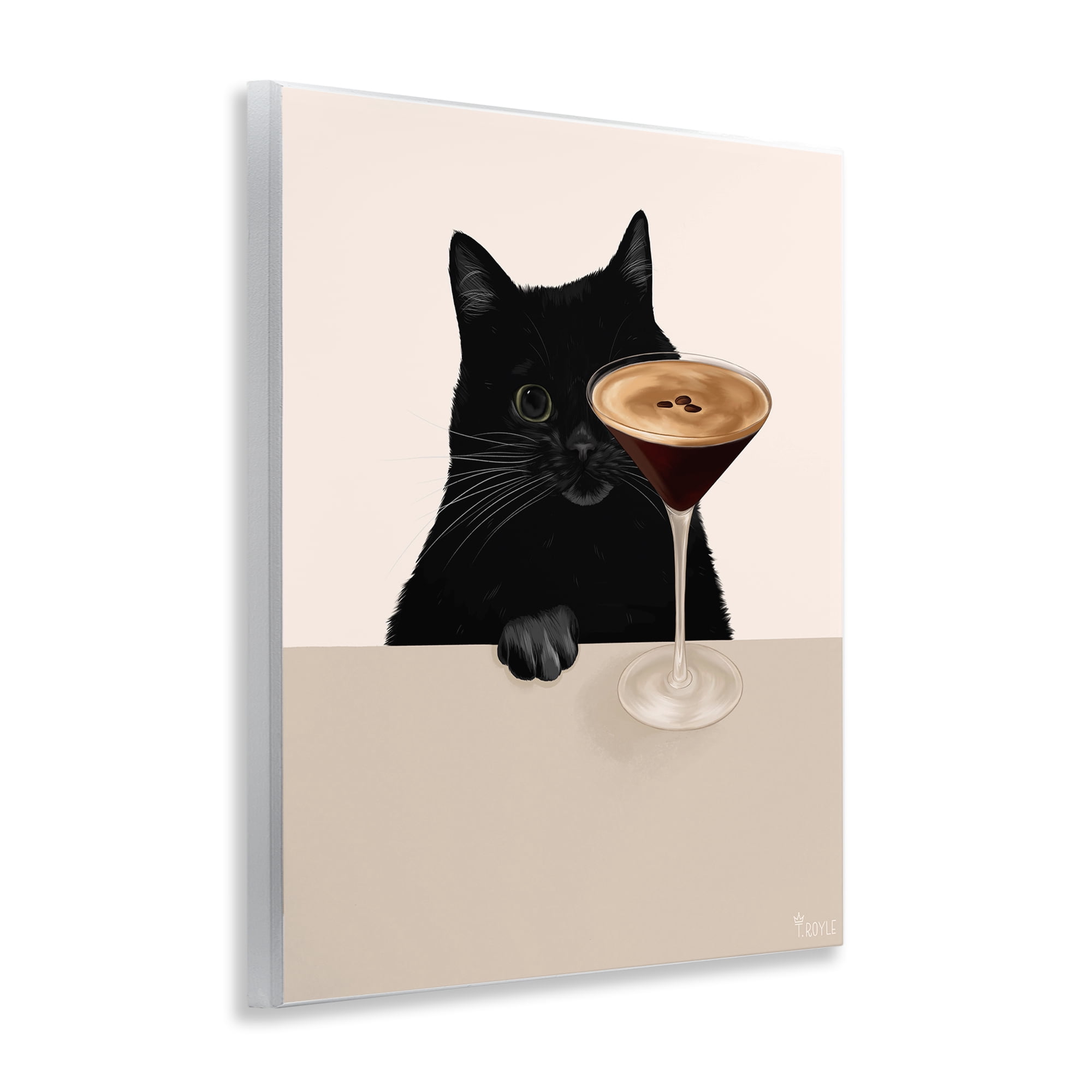 Stupell Industries Cat & Espresso Martini Food & Beverage Painting Unframed Art Print Wall Art, 11 x 14
