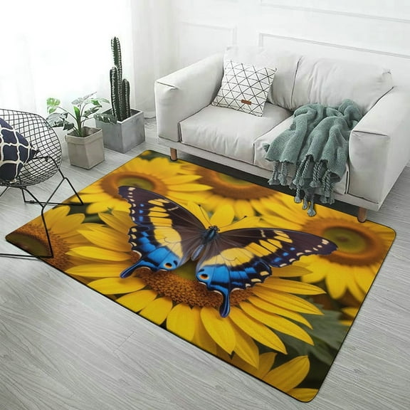 Butterfly Sunflower Garden Home Decor Living Room Carpet Non-slip Hotel Lobby Floor Mat Kitchen Bedroom Entrance Doormat Mats