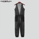 thumbnail image 5 of Monos de estilo americano INCERUN 2024, nuevos monos con diseño de perspectiva a rayas para hombre, monos de fiesta de moda, gran oferta, monos con escote en V profundo S-5XL, 5 of 5