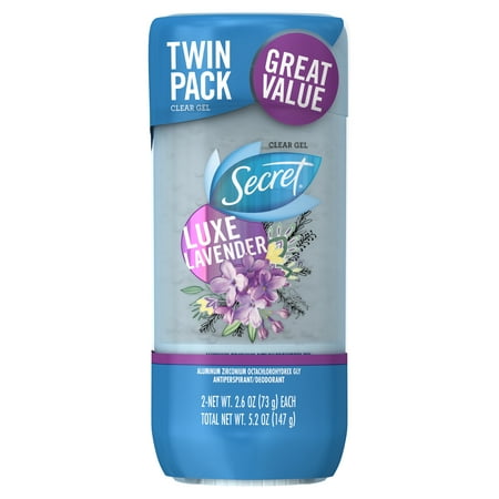 Secret Fresh Antiperspirant and Deodorant Clear Gel Luxe Lavender, 2x 2.6 Oz. (Twin Pack)