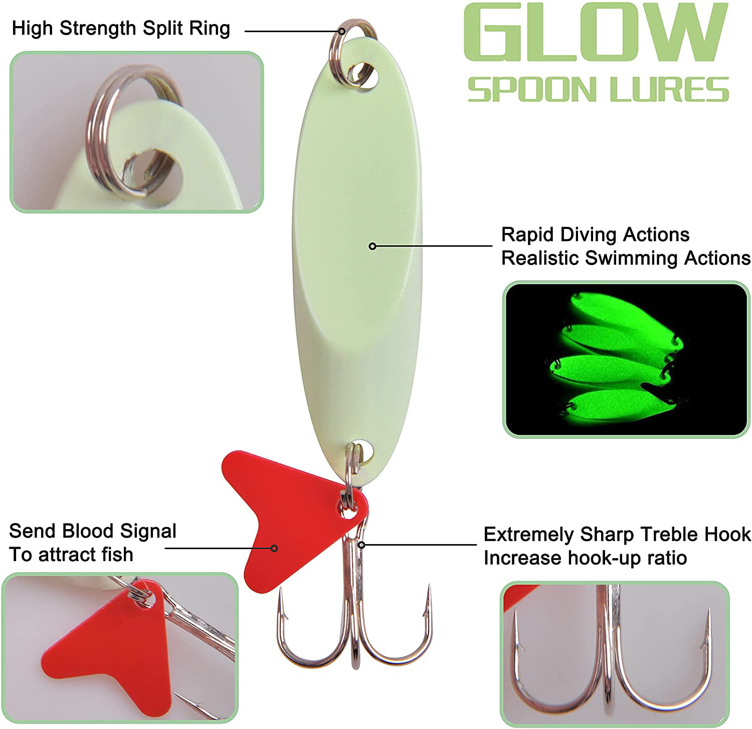 9 NEW Metal Spoon Skirt Fishing Lure Bait Assorted Lot treble hooks jig lures 