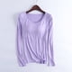 thumbnail image 2 of Camiseta interior térmica de manga larga para mujer: terciopelo grueso, moldeadora, con copa de sujetador, pijama de otoño/invierno, tallas S-XXXXL, 2 of 5