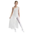 thumbnail image 6 of iiniim Kids Girls' Contemporary Lyrical Dress Sleeveless Latin Dance Modern High-Low Tutu Skirt White 10, 6 of 7