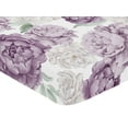 thumbnail image 3 of Sweet Jojo Designs Peony Floral Garden Purple Ivory Fitted Crib Sheet, 3 of 6