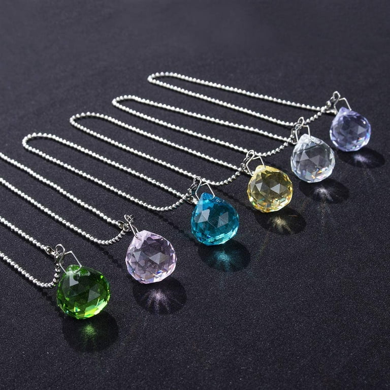 H&D HYALINE & DORA Crystal Multi-Color Crystal Ball Prism Dazzling Crystal  Ceiling Fan Pull Chains (Set of 6-20mm) 