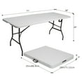 thumbnail image 4 of [Portable Picnic Table] 4ft/6ft Plastic Folding Table, Portable Dining Table Indoor Outdoor With Carrying Handle, Locks, Picnic Table -White, 4 of 11