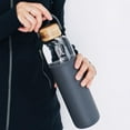thumbnail image 2 of Soma Glass Water Bottle with Silicone Sleeve, BPA-Free, Gray, 25oz, 2 of 4