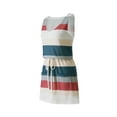 thumbnail image 4 of Genuiskids Women Summer Casual Striped Dress V Neck Spaghetti Strap Mini Dress Elastic Waist Belt Swing Dress with Pockets Streetwear, 4 of 9