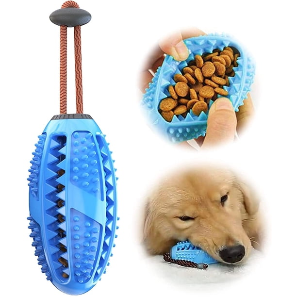 Cepillo de dientes para perros, juguete masticable para el cuidado dental, eficaz para limpiar los dientes del perro, masajeador de caucho natural, no tóxico, antimordeduras (azul, M)