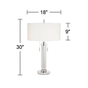Possini Euro Design Cadence Modern Table Lamp 30 Tall Glass Column White Shade for Bedroom Living Room Bedside Nightstand Office Family House Home