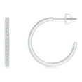 thumbnail image 2 of ANGARA Natural Inside-Out Single Line Diamond Hoop Earrings in 14K White Gold for Women (Size-1.35mm| Color-H| Clarity-SI2) | Anniversary, Jewelry Gift for Women | Natural Diamond Earrings, 2 of 7