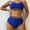 Blue, variant on Women's Bikini with Gold Bead Trim, Slim Fit Two Piece Swimsuit with Delicate Spaghetti Straps Purple XL