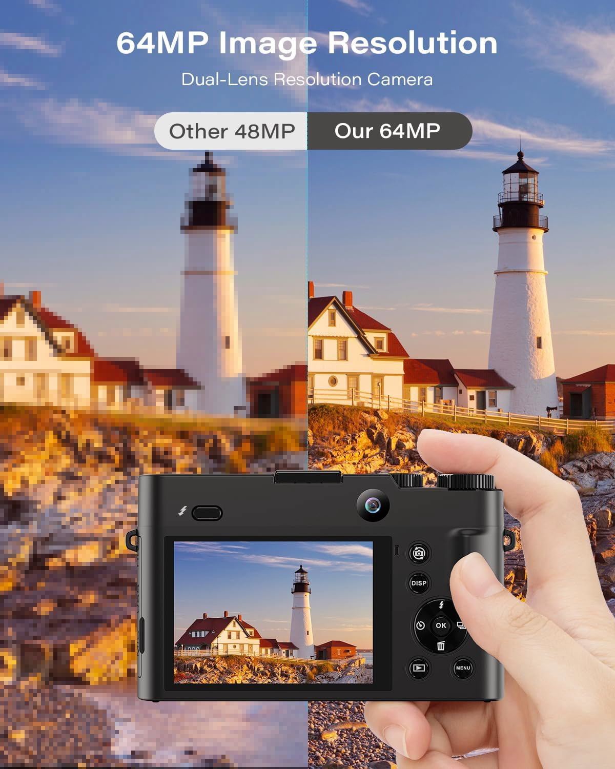ACTITOP Digital Camera 4K Ultra HD 64MP Vlog Dual Camera for Youtube with 32GB Card 16x Zoom Autofocus Video for Photography
