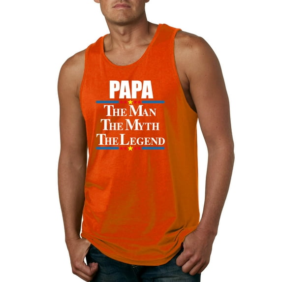 Wild Bobby,Papa The Man The Myth The Legend Best Daddy Father Gift, Father's Day, Men Graphic Tank Top, Orange, X-Large