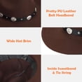 thumbnail image 2 of BadPiggies Western Cowboy Hat for Men Women Classic Roll Up Wide Brim Fedora Hats with Buckle Belt, 2 of 7