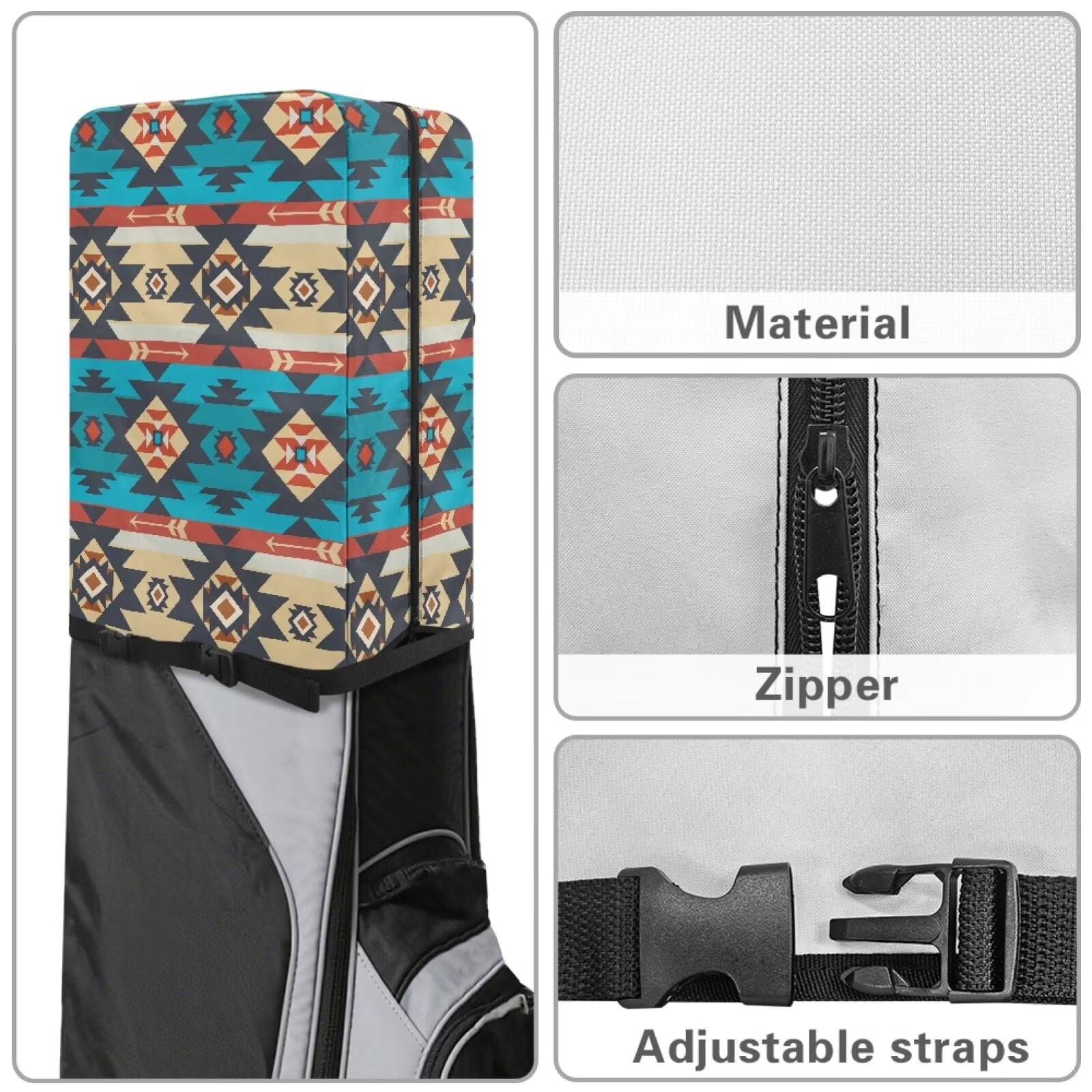 Chririnla Southwest Aztec Golf Bag Hood Cover Waterproof & Dustproof Club Protection Universal Golf Club Bag Accessories Great Gift for Men Women Golfers
