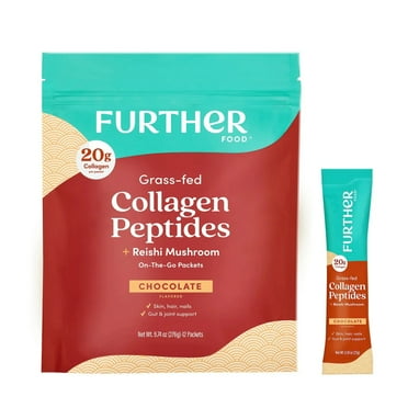 Further Food Grass-Fed Chocolate Collagen Peptides Powder, 22 Individual Serving Packets