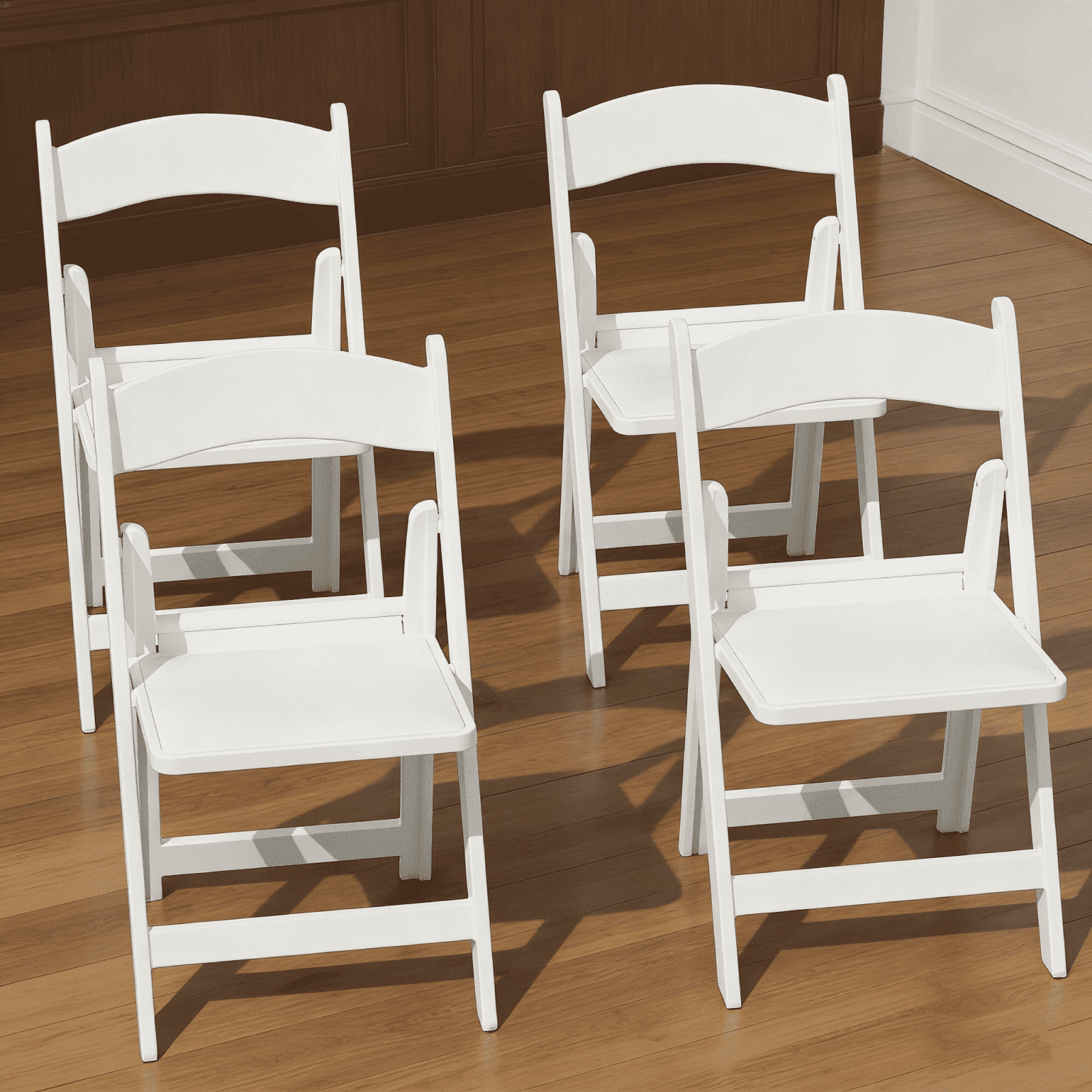 OROFULL 4 Pack White Resin Folding Chairs with Cushioned Seat, Heavy Duty Foldable Chair for Wedding Party Event Home Indoor Outdoor Use