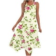 thumbnail image 2 of Blczomt Floral Dresses for Women Summer Casual Dresses Midi 2025 Trendy Beige Flowy Women Fashion, 2 of 8