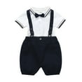 thumbnail image 2 of Toddler Baby Summer British Bow Tie Short-sleeved Romper Pullover Suit Boys Infant Baby Boy Summer Wedding Boys Casual Summer Clothes Sets, 2 of 9