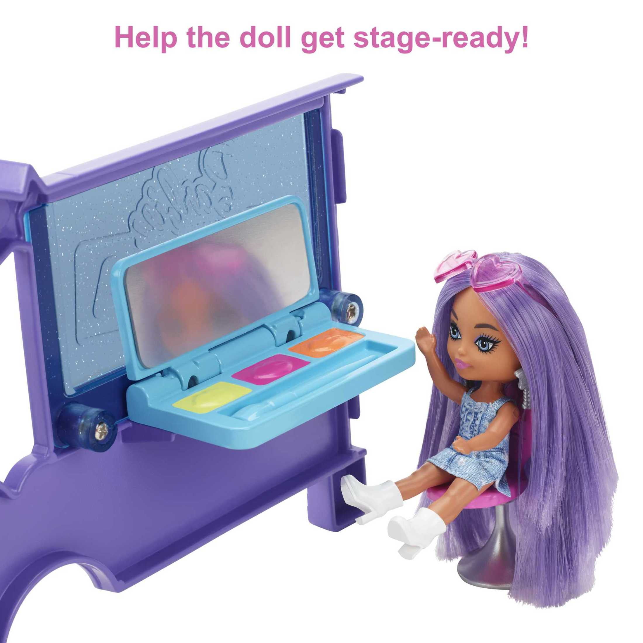 Barbie Extra Mini Minis Vehicle Playset, Tour Bus with Small Doll and Accessories
