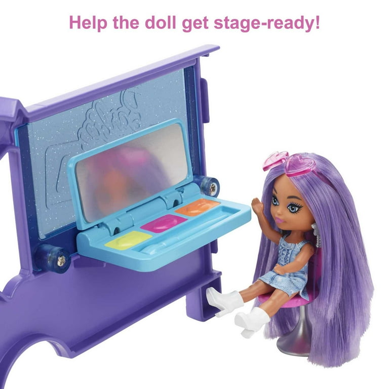 Barbie Extra Mini Minis Vehicle Playset, Tour Bus with Small Doll