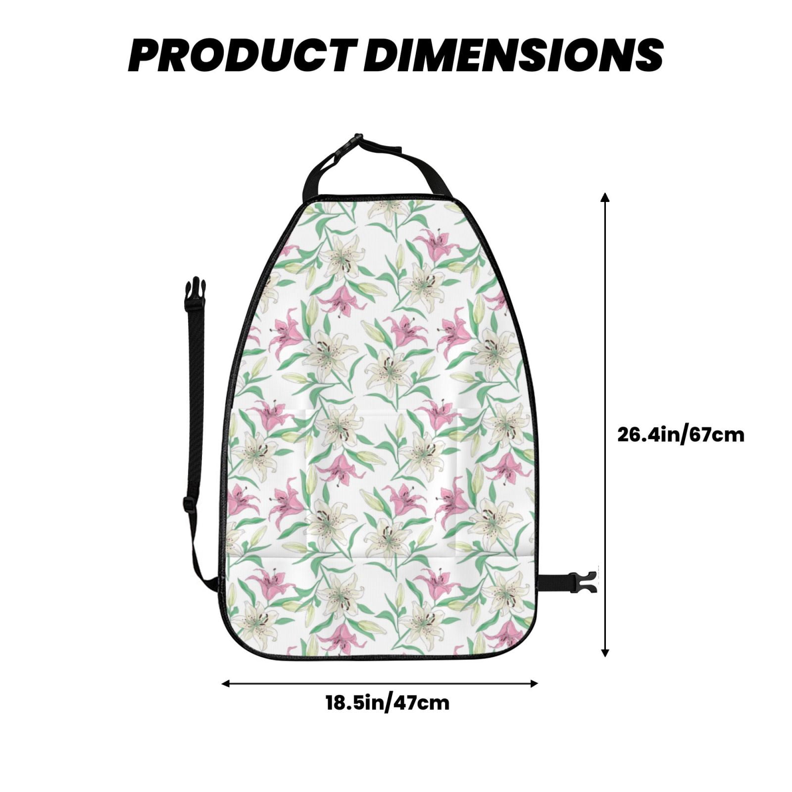 Kdxio Lilies Flowers Print 2 Pack Car Kick Mat Seat Cover Back Protector Mat with Pockets for Organizer Backseat Protector and Storage Anti Kick Pad for Vehicles