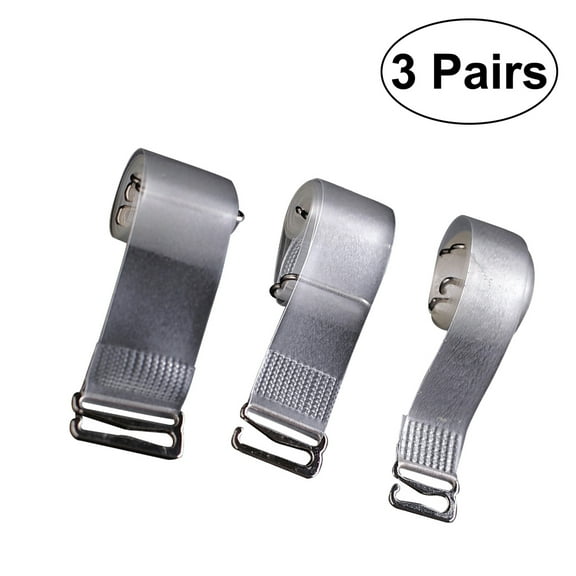 Adjustable Silver Plastic Bra Straps with Stainless Steel Buckles for Women 3 Pairs