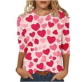 thumbnail image 2 of HaoXianJian Womens Valentines Day Outfit,Valentines Day Womens Tops 2025 Trendy 3/4 Length Sleeve Shirts Cute Heart Print Tee Shirts Fashionable Casual top Size 2X, 2 of 5