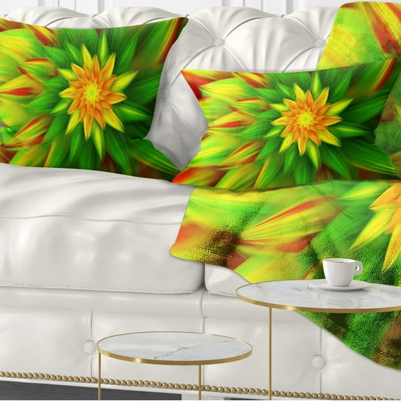 Designart Amazing Dance of Green Petals - Floral Throw Pillow - 12x20