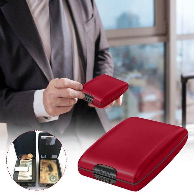 Xihbxyly Tarjetero de Aluminio con Tecnología de Bloqueo Rfid, Diseño de Billetera Delgada, Gran Capacidad para Tarjetas y Monedas, Material Metálico Duradero, Almacenamiento Seguro para Tarjetas de