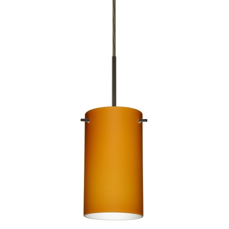 - Besa Lighting 1BT-440480 Stilo 1-Light Cord-Hung Mini Pendant with Amber Matte Glass Shade