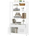 thumbnail image 2 of Storage Cabinet with 4 Open Shelves, 1 Drawer Cabinet, White Modern Bathroom Display Standing Shelf, White Wooden And Metal Frame Storage Shelf For Living Room, Bedroom, Home Office Organizer, 2 of 9