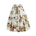 thumbnail image 3 of Aayomet Jupe Femme Rétro Décontractée Mode Imprimé Floral Ceinture Bretelles Jupe (Blanc, P), 3 of 5